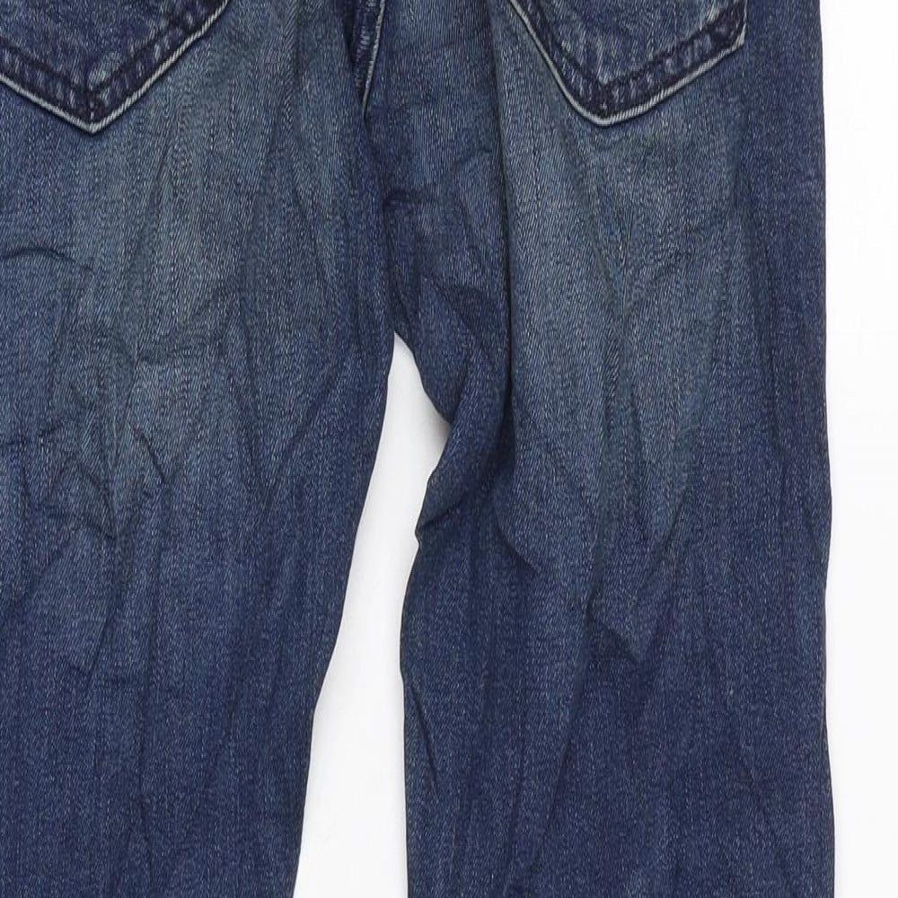 Marks & Spencer Mens Blue Cotton Blend Flared Jeans Size 30 in L29 in Regular Zip