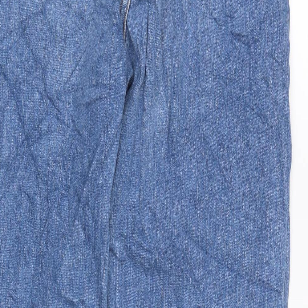 Marks & Spencer Womens Blue Cotton Blend Tapered Jeans Size 10 L28.5 in Regular Zip