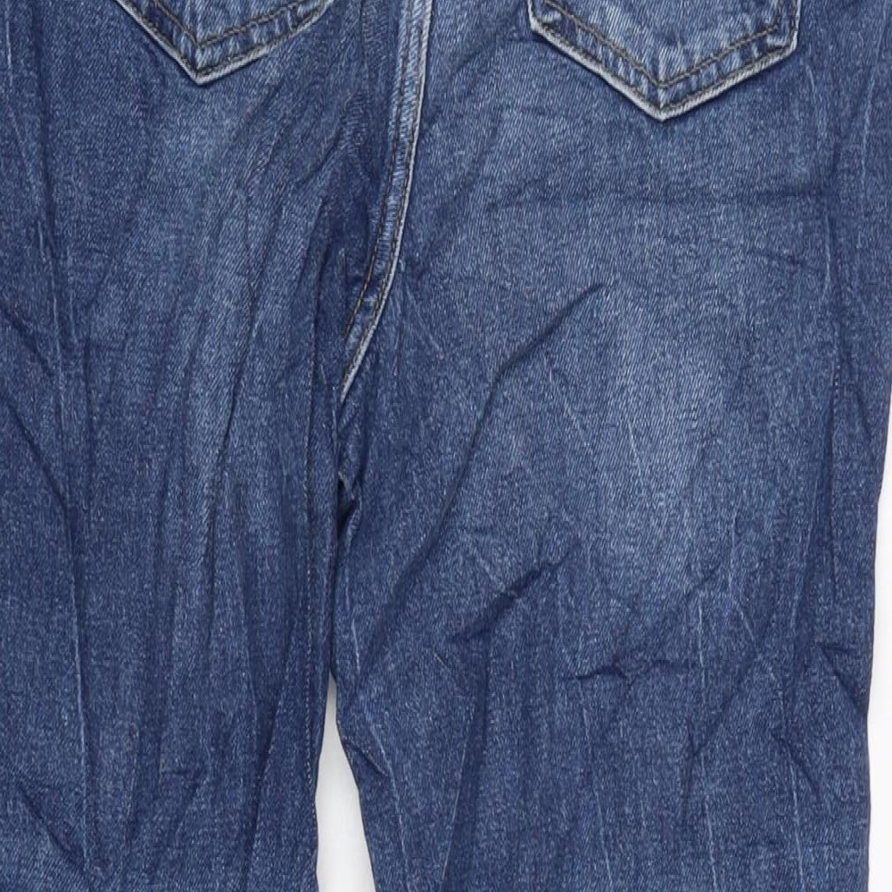 Marks and Spencer Womens Blue Cotton Blend Straight Jeans Size 8 L26 in Regular Zip