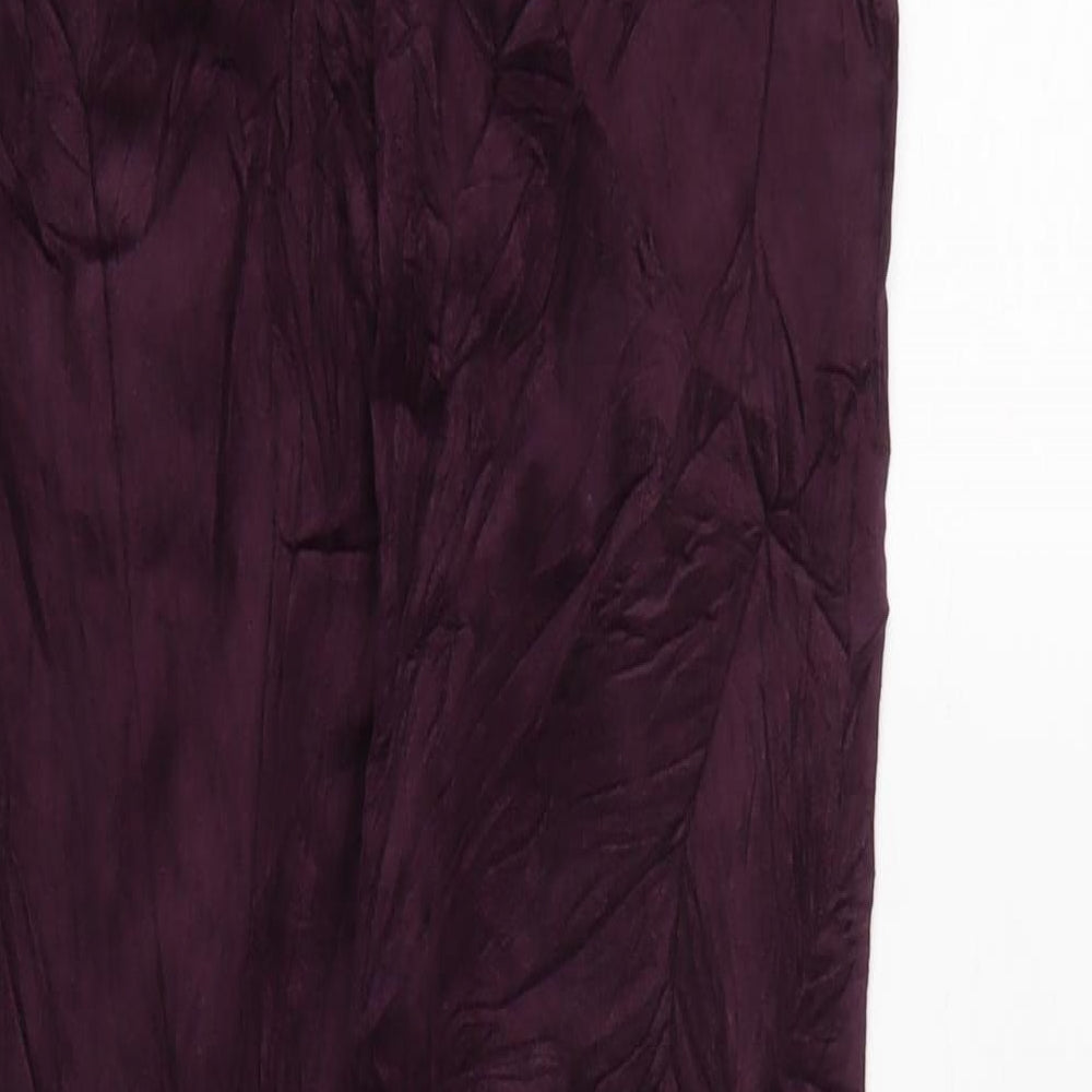 Marks and Spencer Womens Purple Cotton Trousers Size 8 L30 in Regular Zip