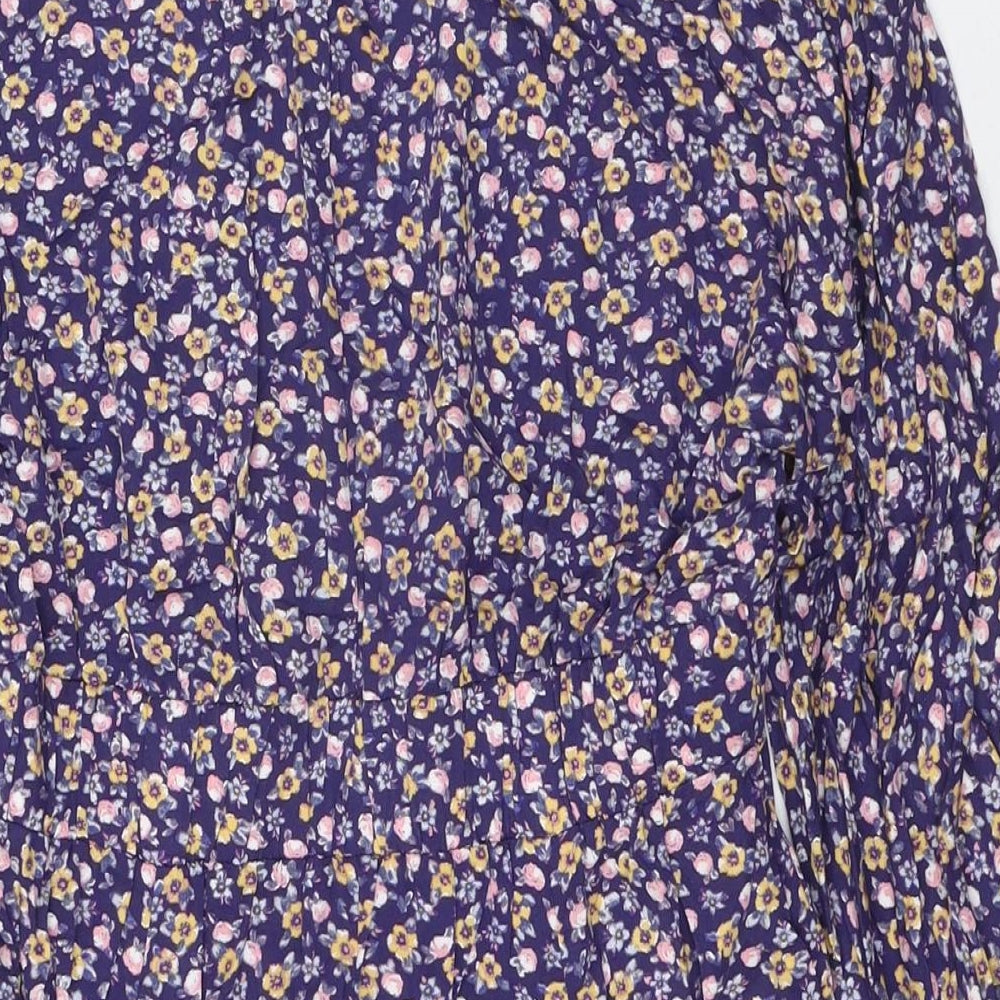 Zara Womens Multicoloured Floral Viscose A-Line Size S V-Neck