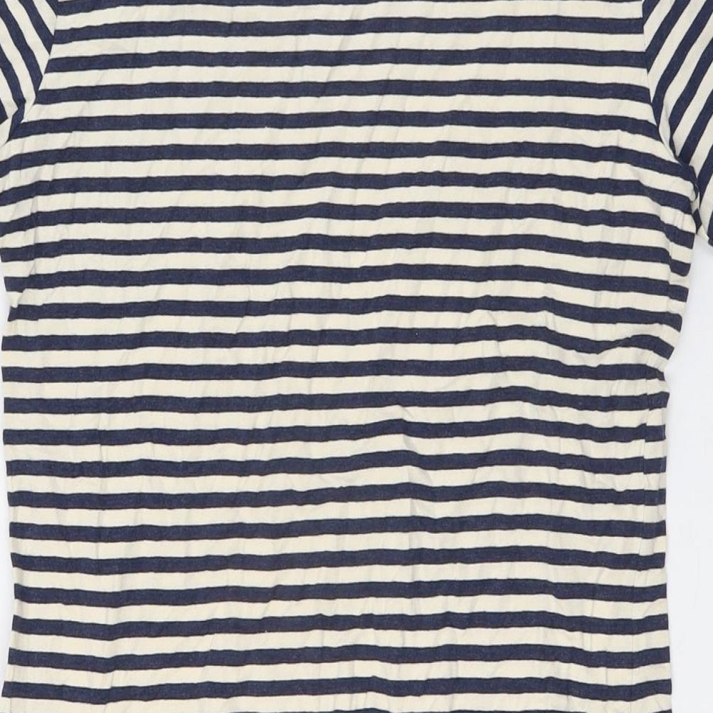 H&M Womens Blue Striped Cotton A-Line Size M Crew Neck