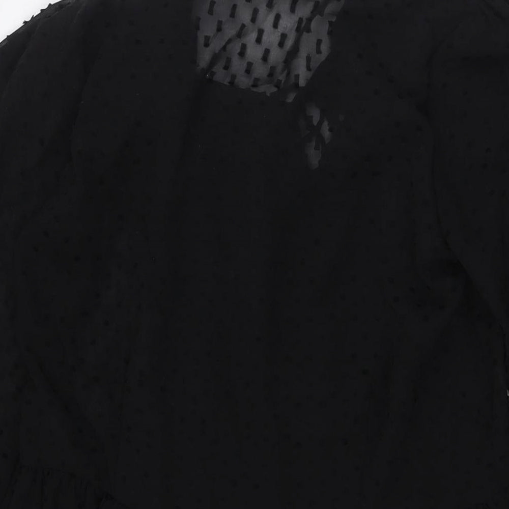 H&M Womens Black Polyester A-Line Size 4 V-Neck Tie