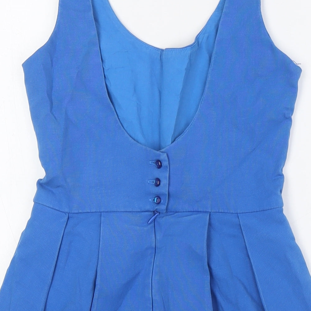 Zara Womens Blue Cotton A-Line Size M Scoop Neck