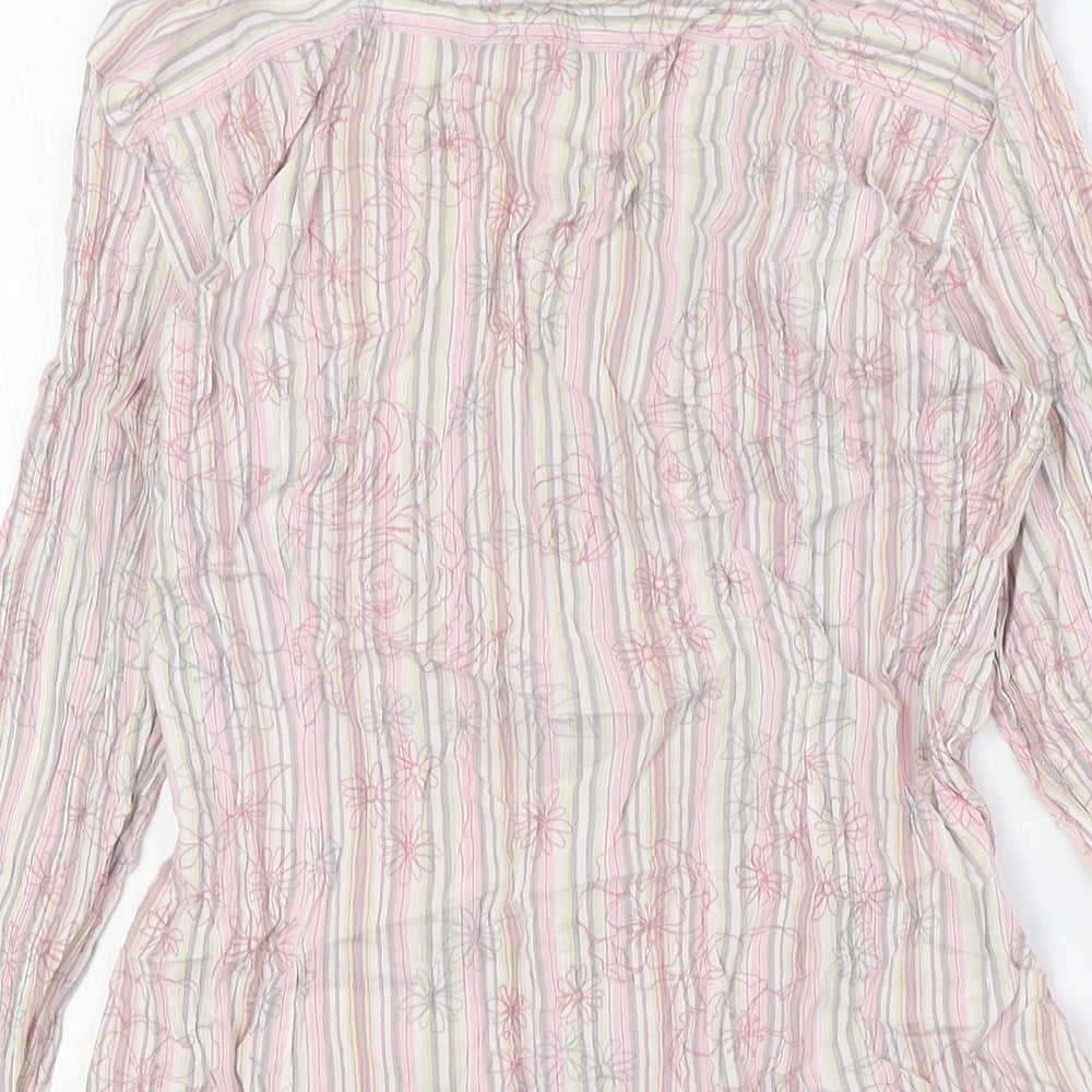 NEXT Womens Multicoloured Striped Cotton Basic Button-Up Size 12 Collared - Floral