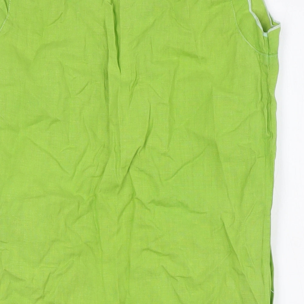 Kookai Womens Green Linen A-Line Size 10 Scoop Neck - Pockets