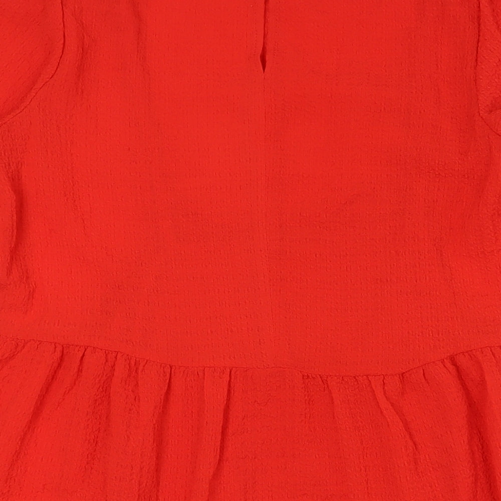 Divided by H&M Womens Red Polyester A-Line Size S Round Neck