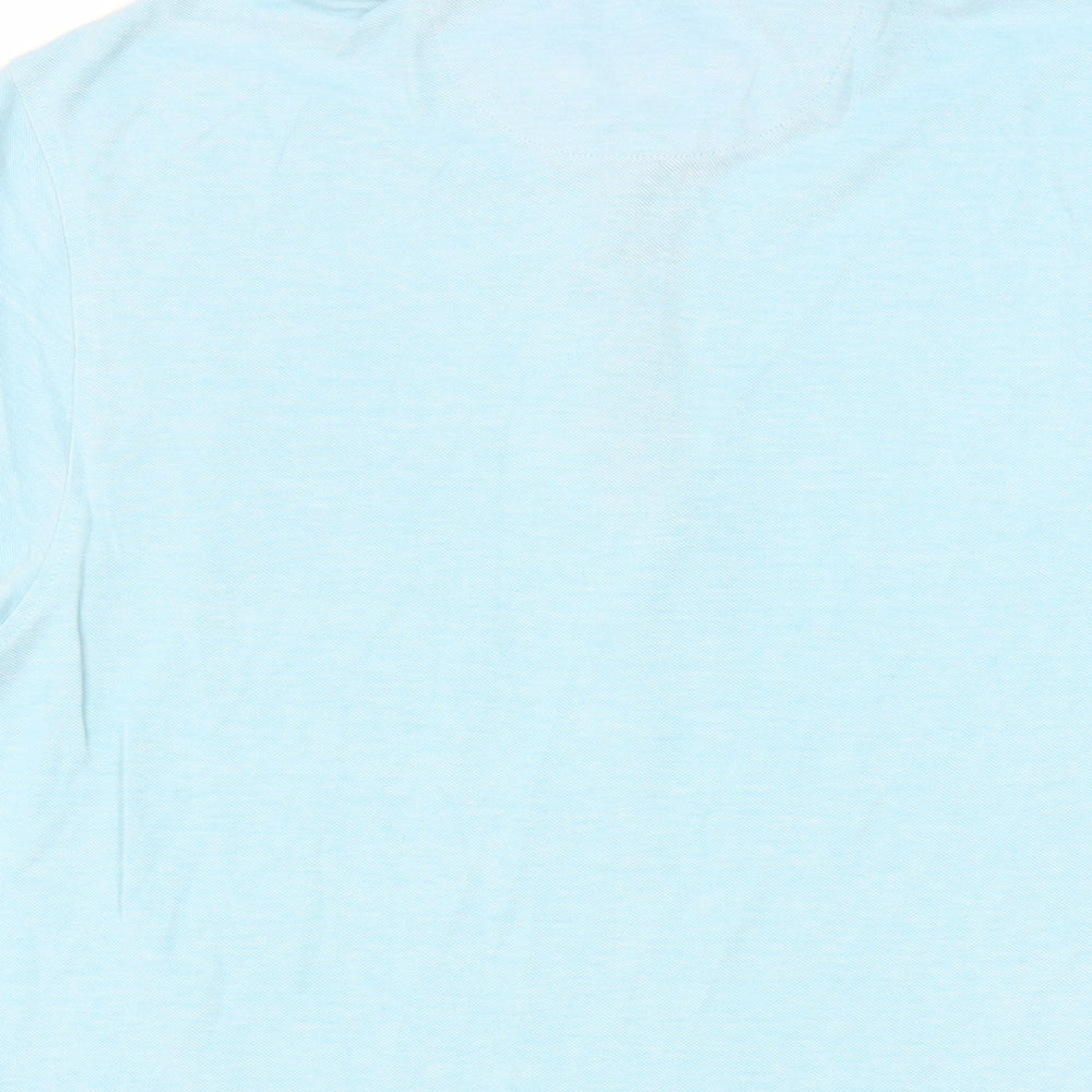 Marks & Spencer Mens Blue Cotton Polo Size S Collared Button