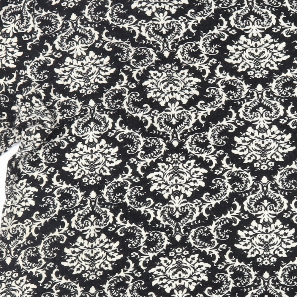 Izabel London Womens Black Paisley Acrylic Mini Size 16 Round Neck Pullover