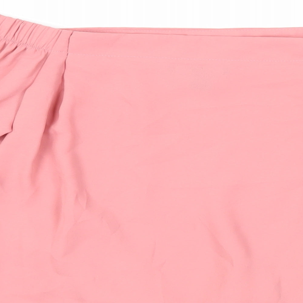 New Look Womens Pink Polyester Cropped Blouse Size 8 Off the Shoulder - Tie Front