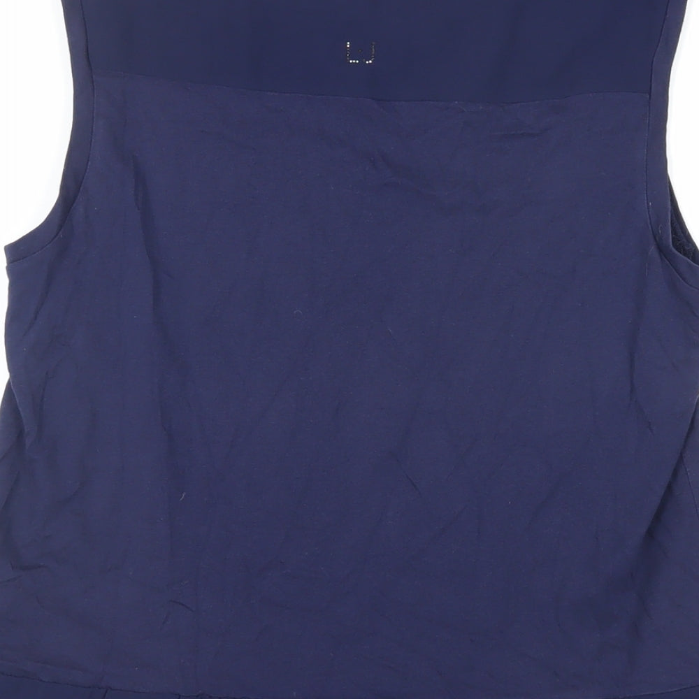 Liu Jo Womens Blue Cotton Basic Tank Size S Boat Neck - Ruffle