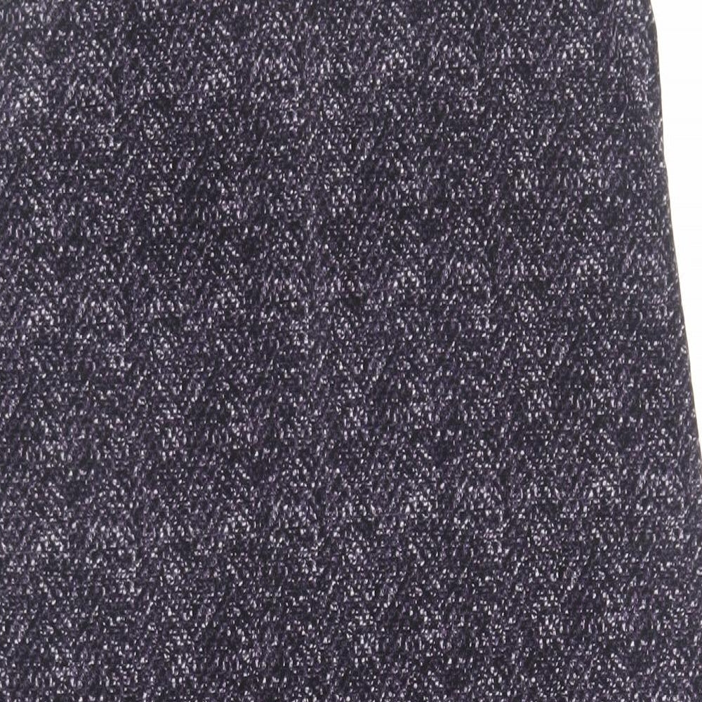 CREW Womens Purple Geometric Polyester A-Line Size S V-Neck Button