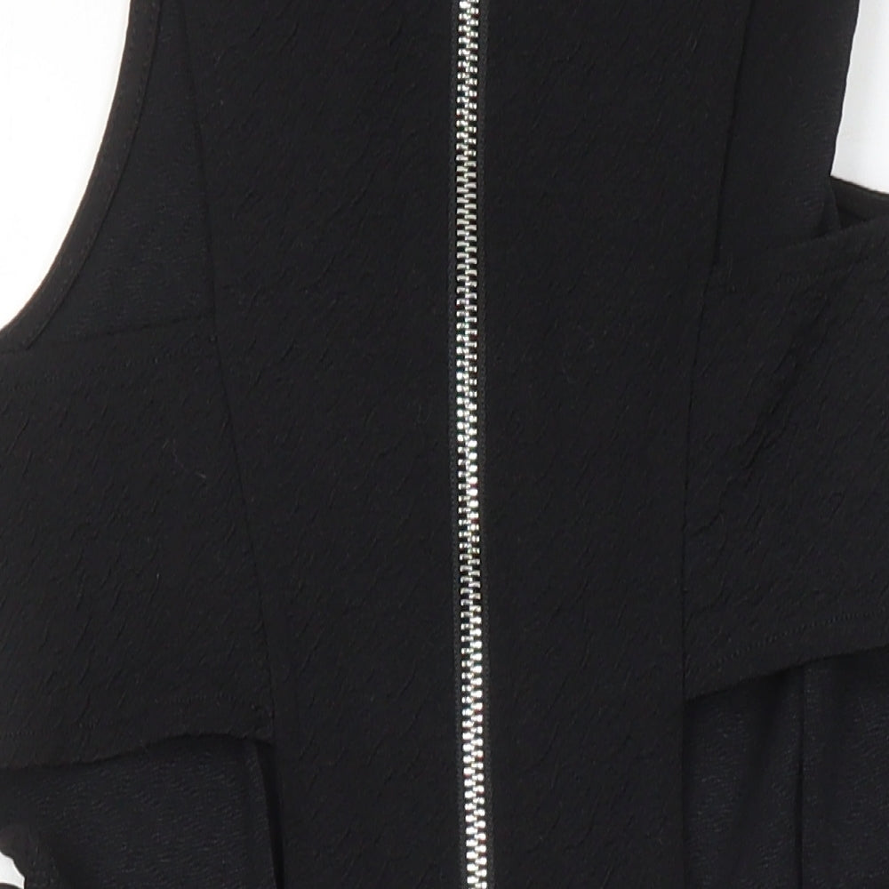 H&M Womens Black Polyester A-Line Size 8 Round Neck