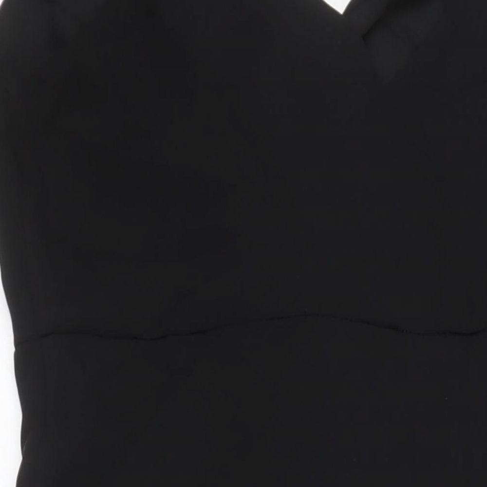 Marks & Spencer Womens Black Polyester A-Line Size 12 V-Neck Zip