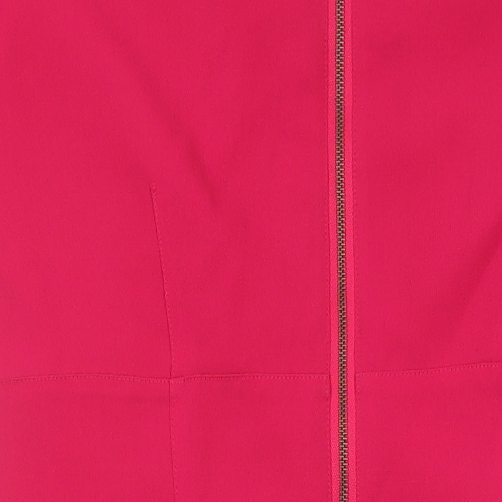 Marks & Spencer Womens Pink Houndstooth Polyester Shift Size 12 Round Neck