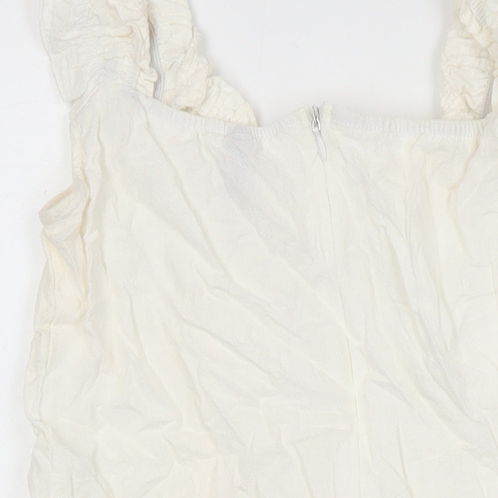 Zaful Womens Ivory Polyester Tunic Blouse Size 8 Scoop Neck