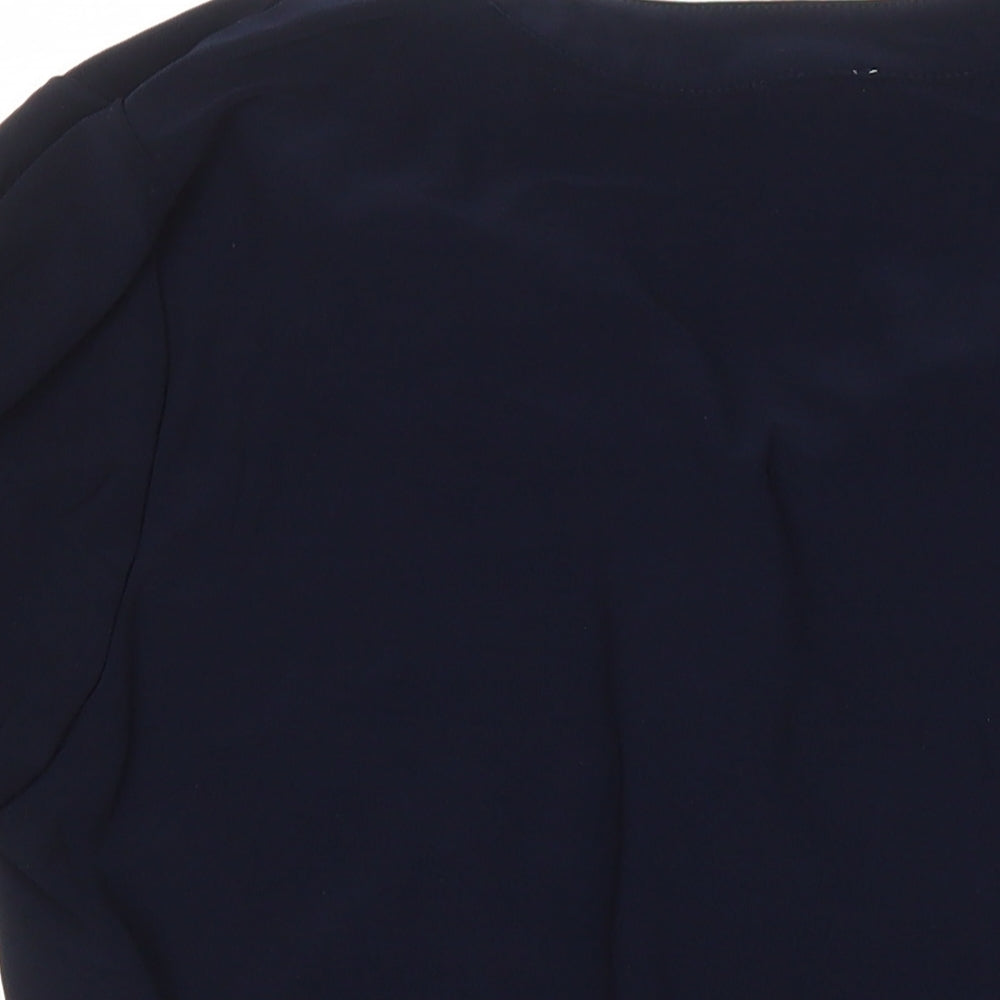 Anna Klein Womens Blue Polyester Tunic Blouse Size L V-Neck