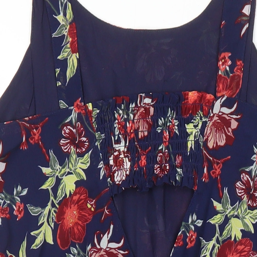 H&M Womens Multicoloured Floral Polyester A-Line Size 6 Scoop Neck