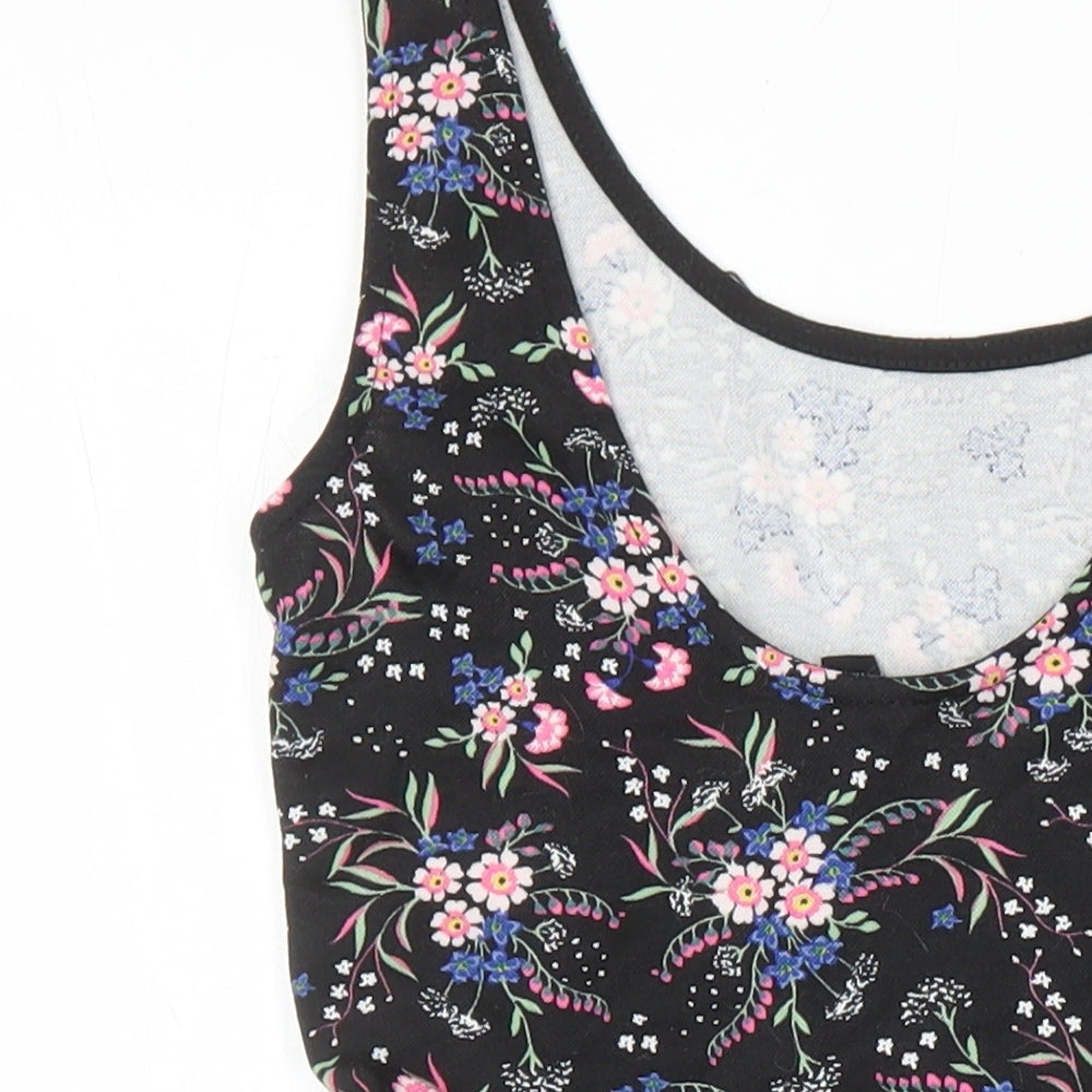 H&M Womens Multicoloured Floral Polyester A-Line Size 6 Boat Neck