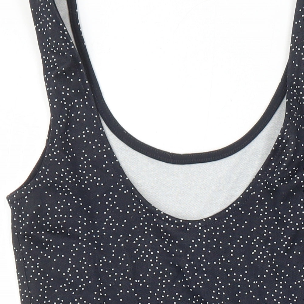 H&M Womens Black Geometric Polyester A-Line Size 6 Scoop Neck