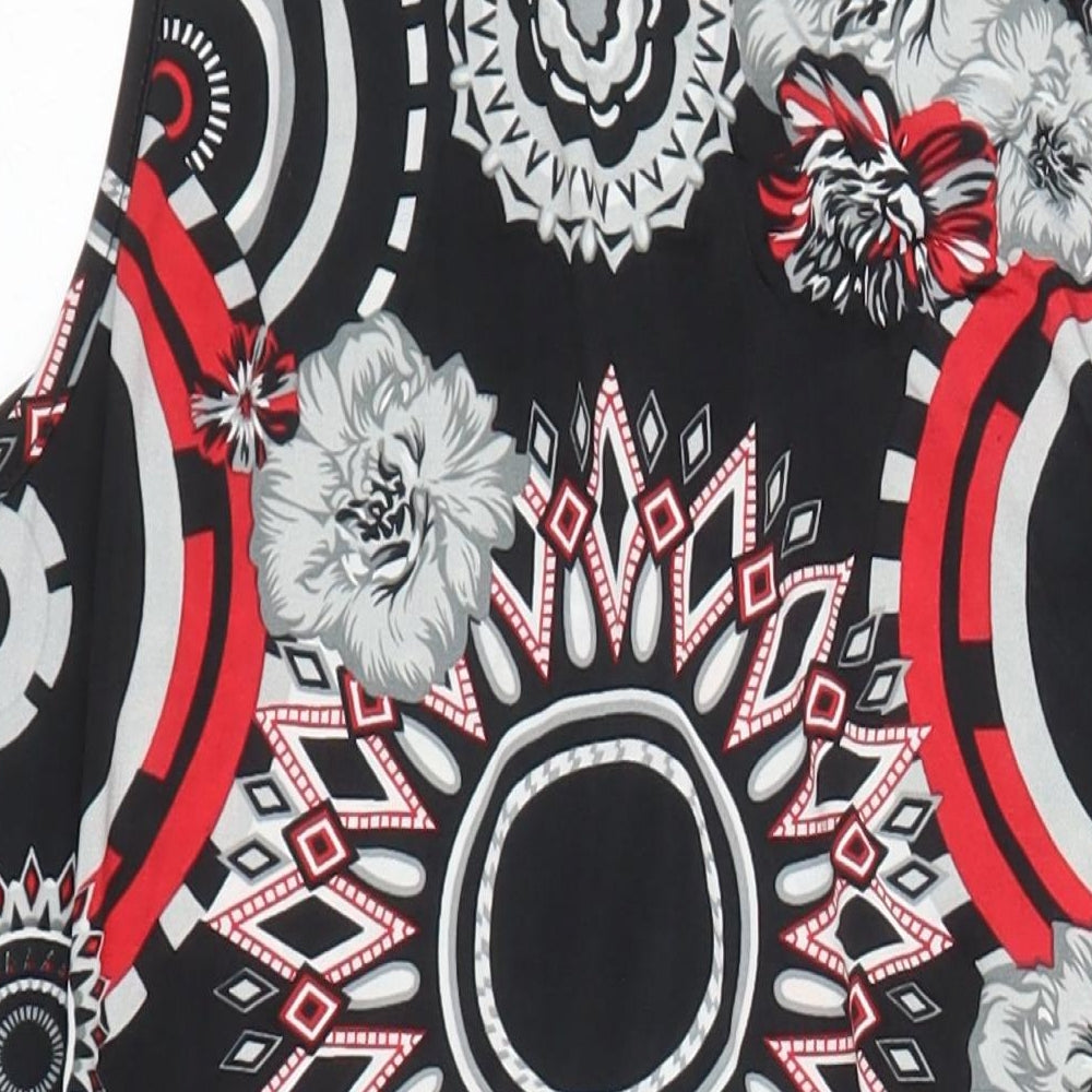E&D Womens Multicoloured Geometric Viscose Shift Size 3XL Round Neck