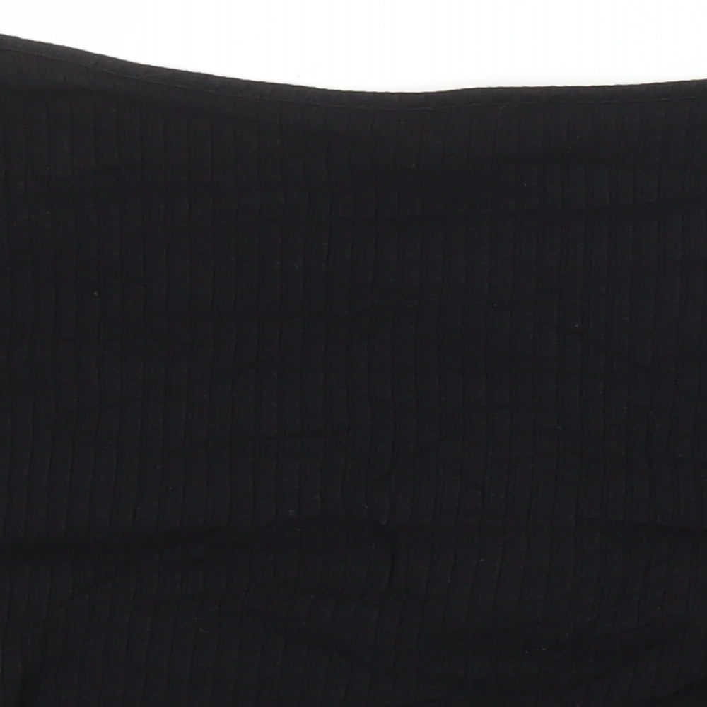 ASOS Womens Black Viscose Cropped T-Shirt Size 12 V-Neck