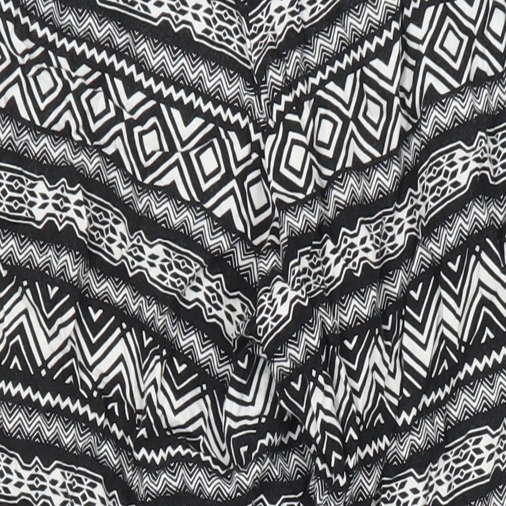 H&M Womens Multicoloured Geometric Viscose Trousers Size 10 L23 in Regular - Elasticated Waist