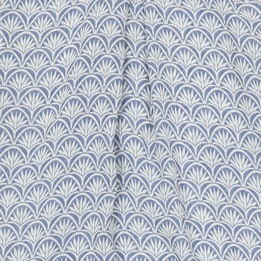 H&M Womens Blue Geometric Polyester Tunic Blouse Size 8 Collared