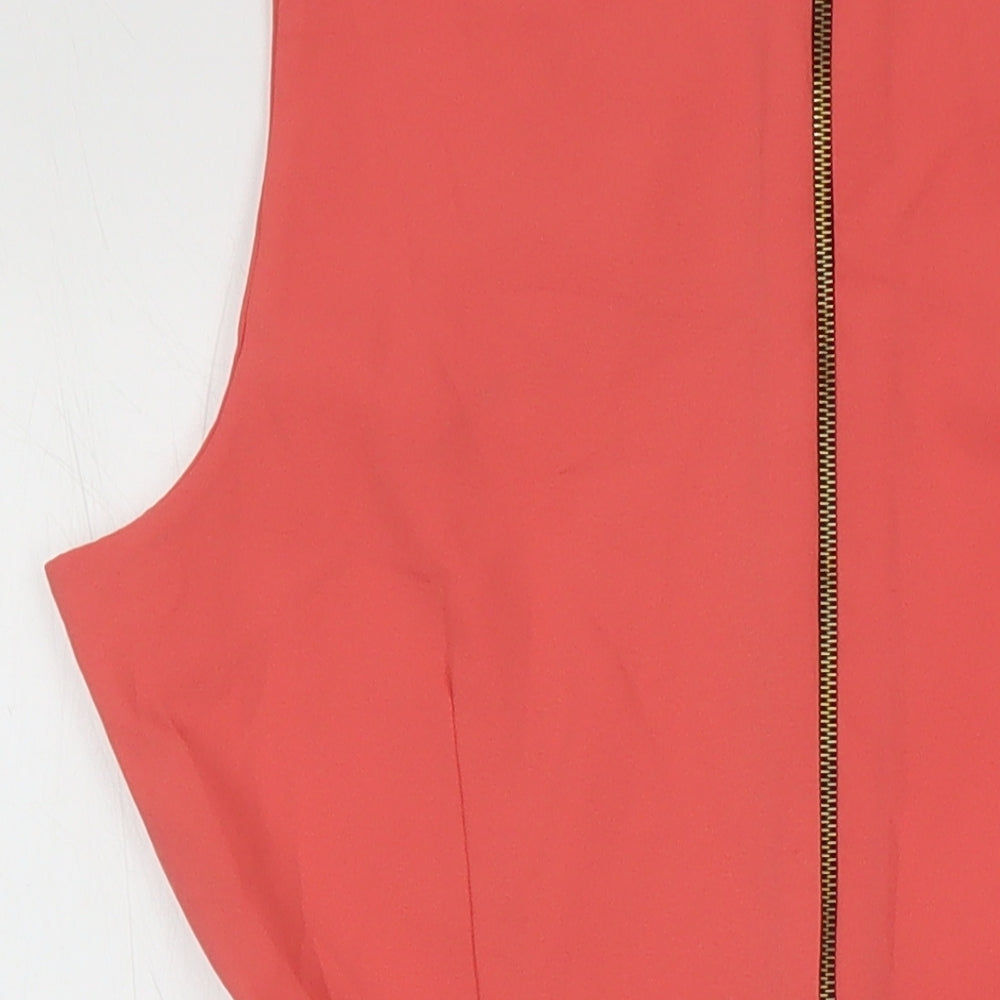 WalG Womens Orange Polyester A-Line Size S Round Neck