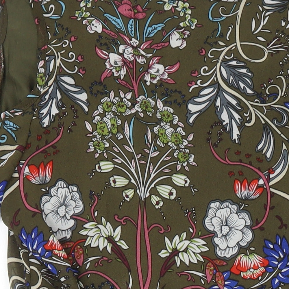 Select Womens Multicoloured Floral Polyester A-Line Size 12 Square Neck - Cold Shoulder