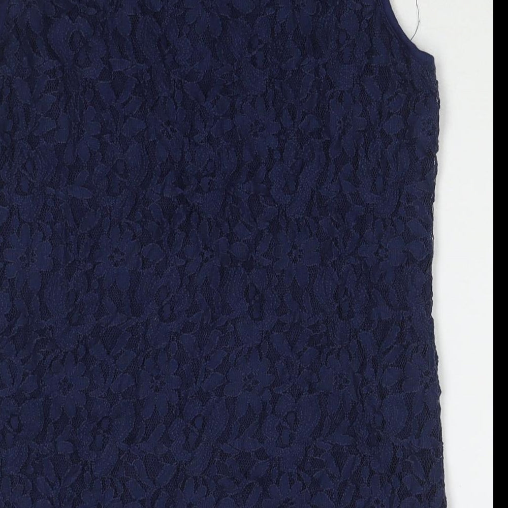 Paramour Womens Blue Polyester Basic Tank Size M Round Neck