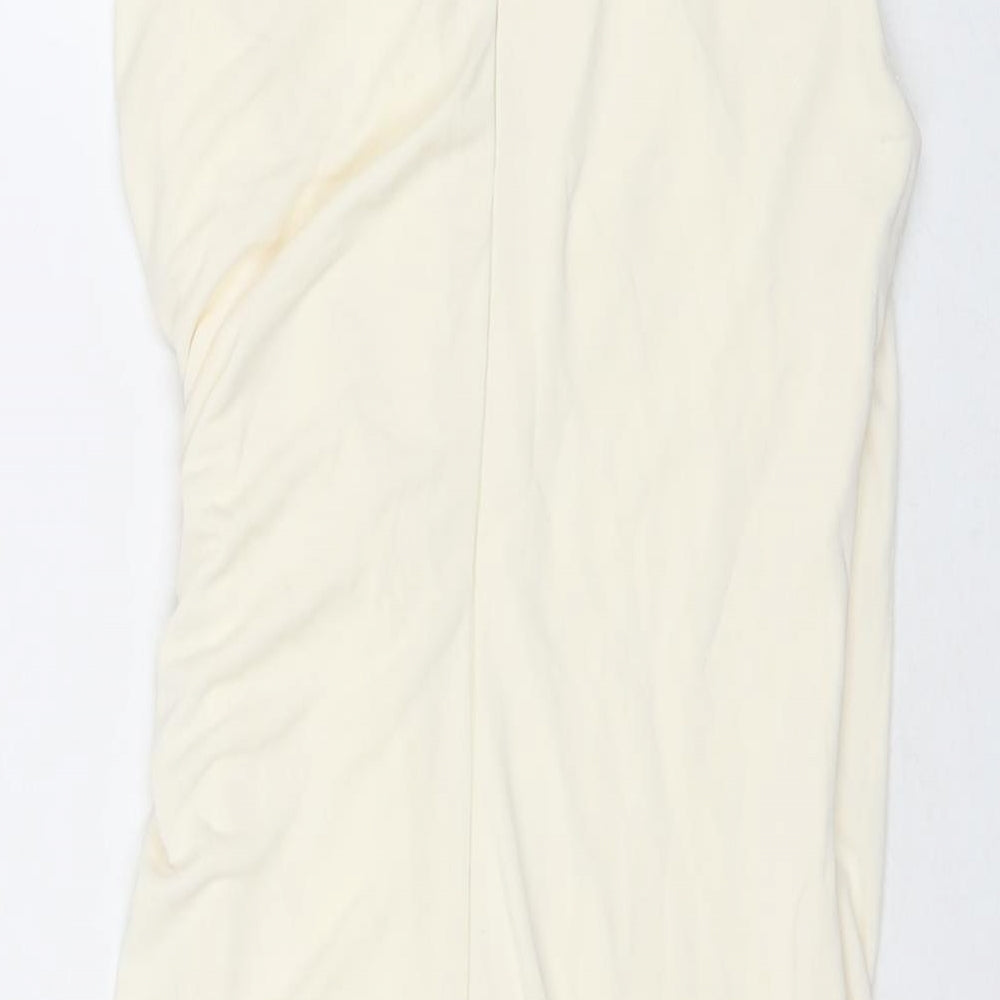 Zara Womens Ivory Polyester A-Line Size M Round Neck Zip