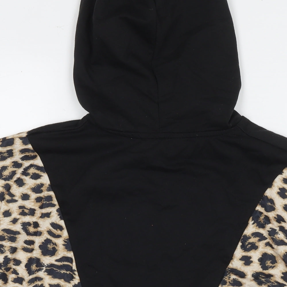 PEP&CO Womens Black Animal Print Polyester Pullover Hoodie Size M Pullover
