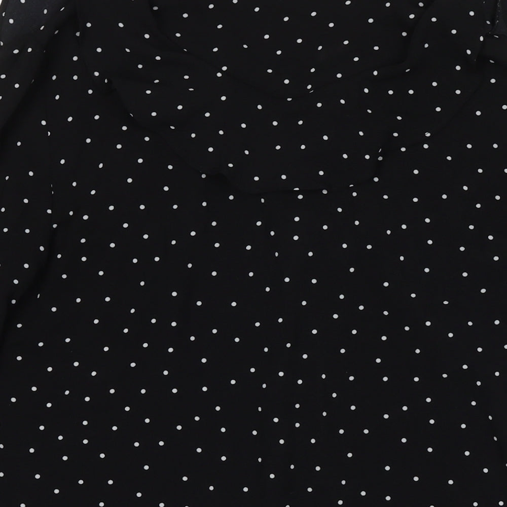 Joy Womens Black Polka Dot Polyester Basic Button-Up Size XS V-Neck