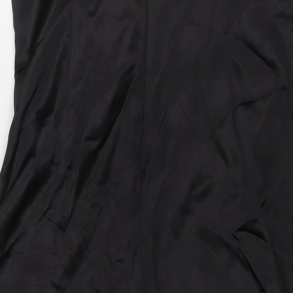 Zara Womens Black Polyester A-Line Size XL Square Neck Pullover - Side Slit(s)