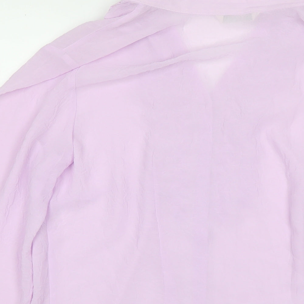 Marks & Spencer Womens Purple Polyester Basic Button-Up Size 16 Collared