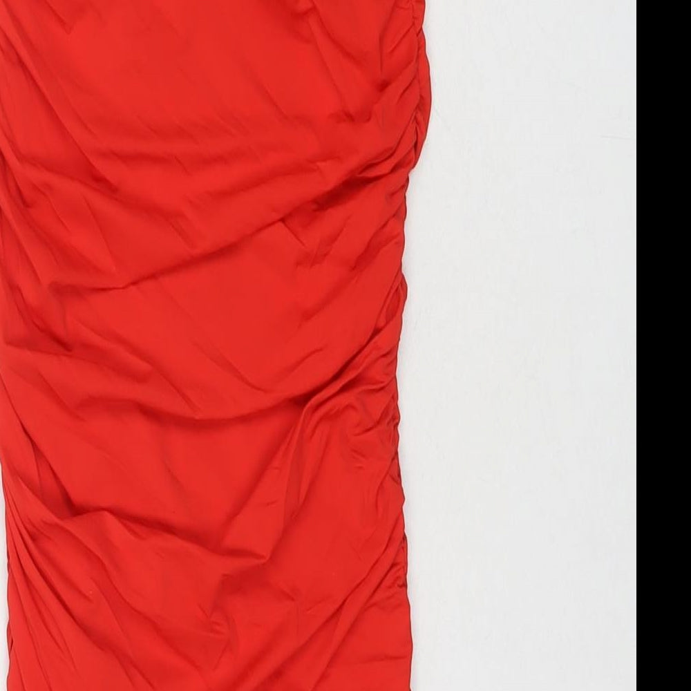 Zara Womens Red Polyamide Bodycon Size S Off the Shoulder Pullover
