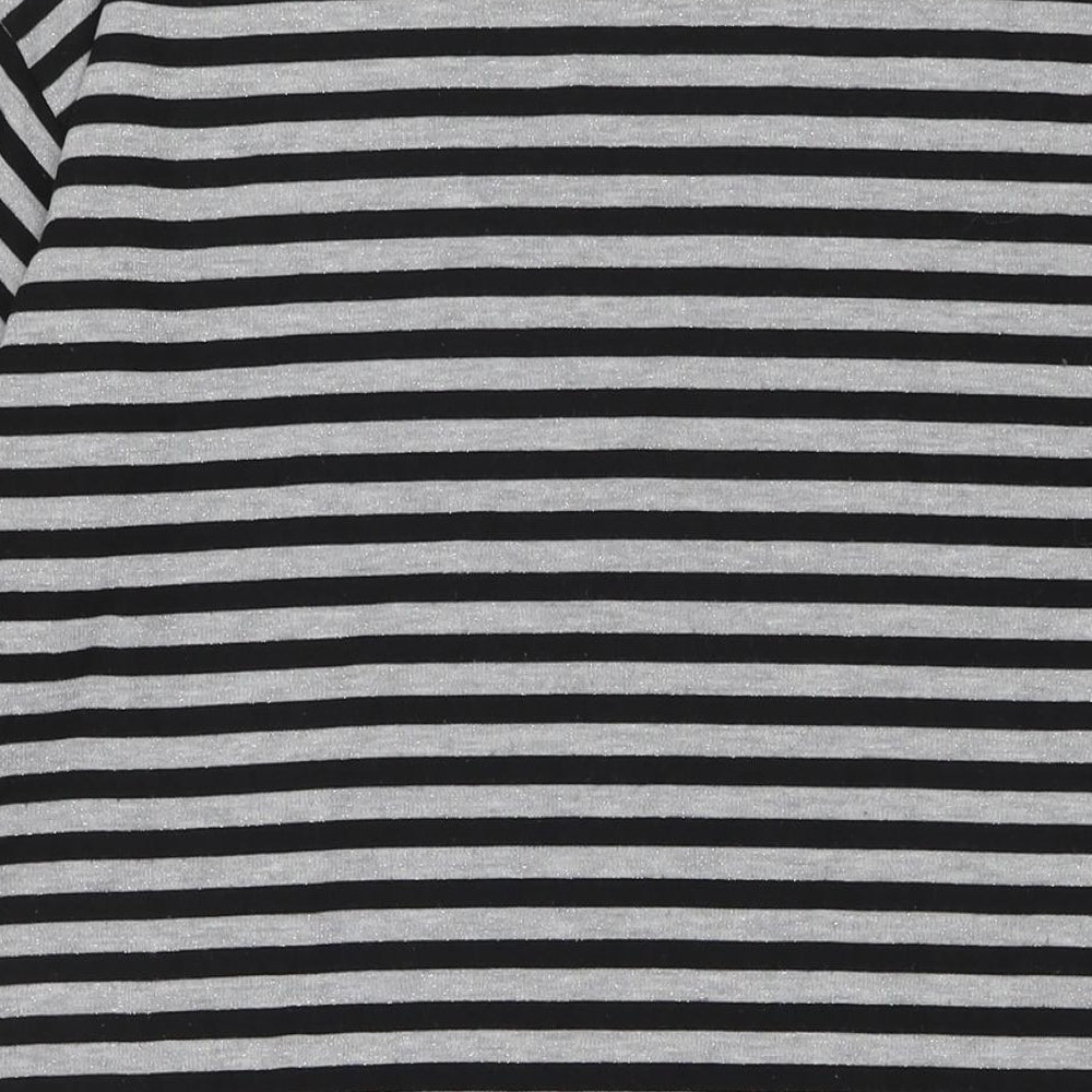 Select Womens Grey Striped Polyester Jumper Dress Size 8 Round Neck Pullover