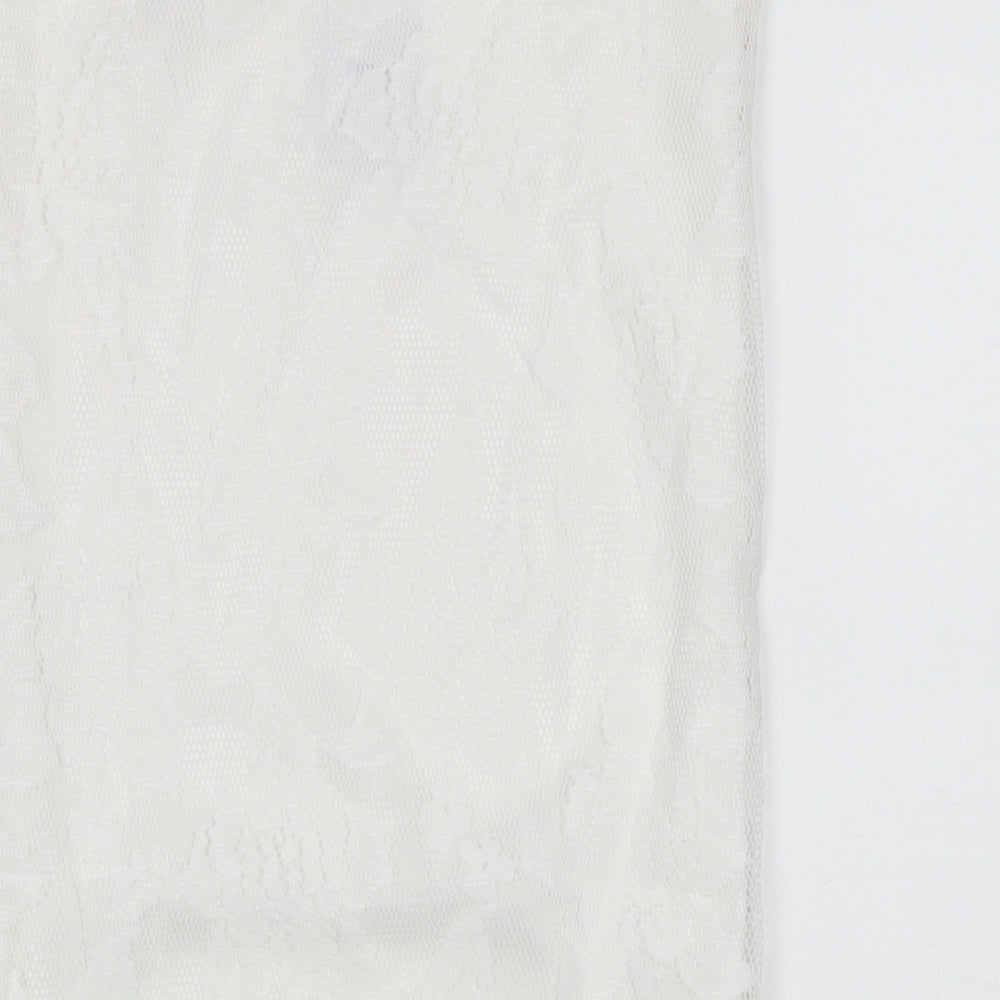 Love Womens White Polyester A-Line Skirt Size 8