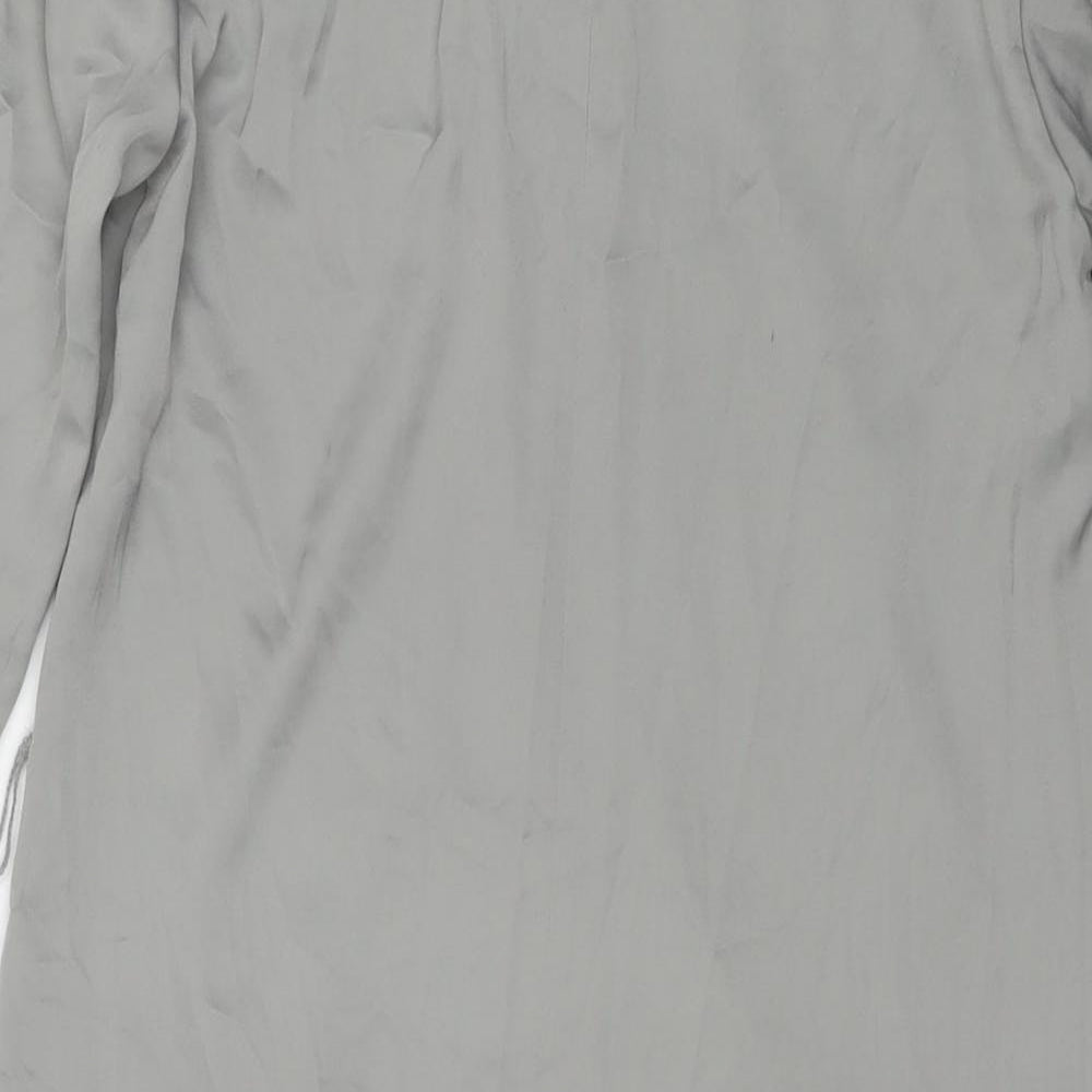 H&M Womens Grey Polyester A-Line Size 6 Cowl Neck Button