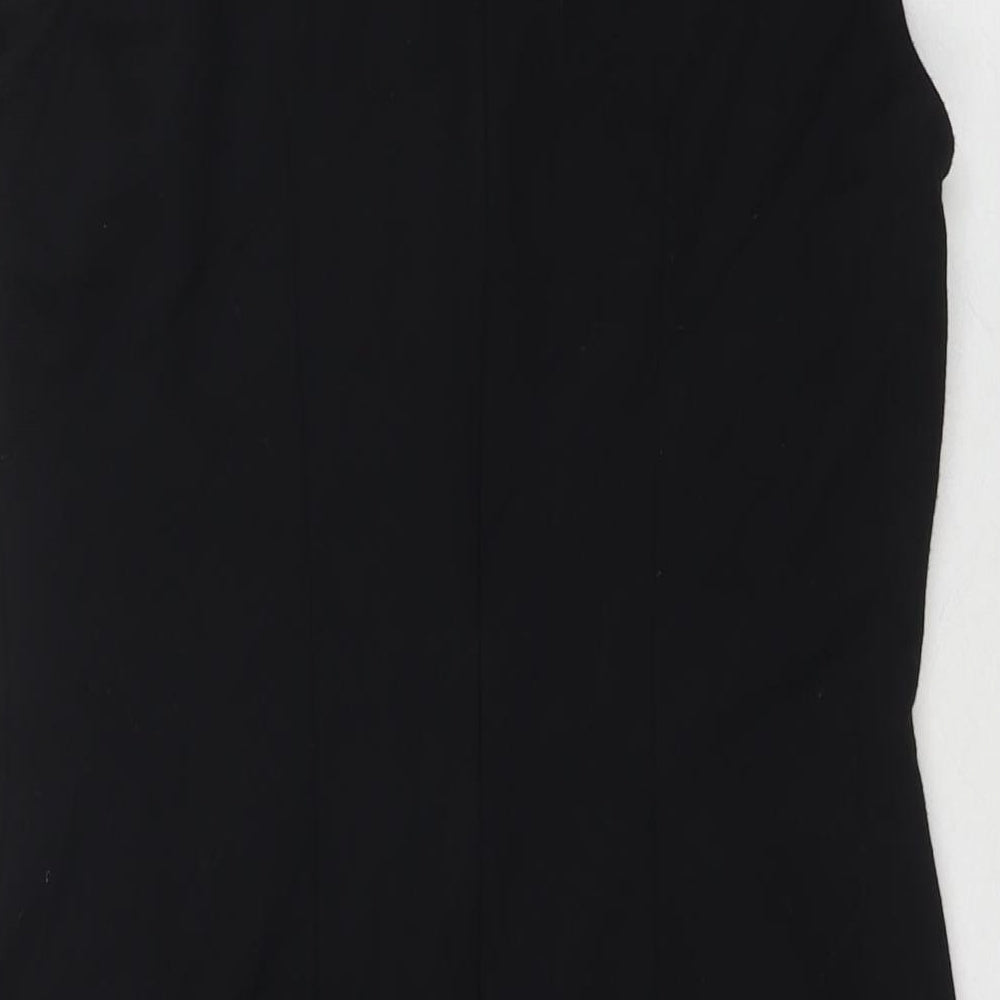 Marks & Spencer Womens Black Polyester A-Line Size 12 Round Neck Zip