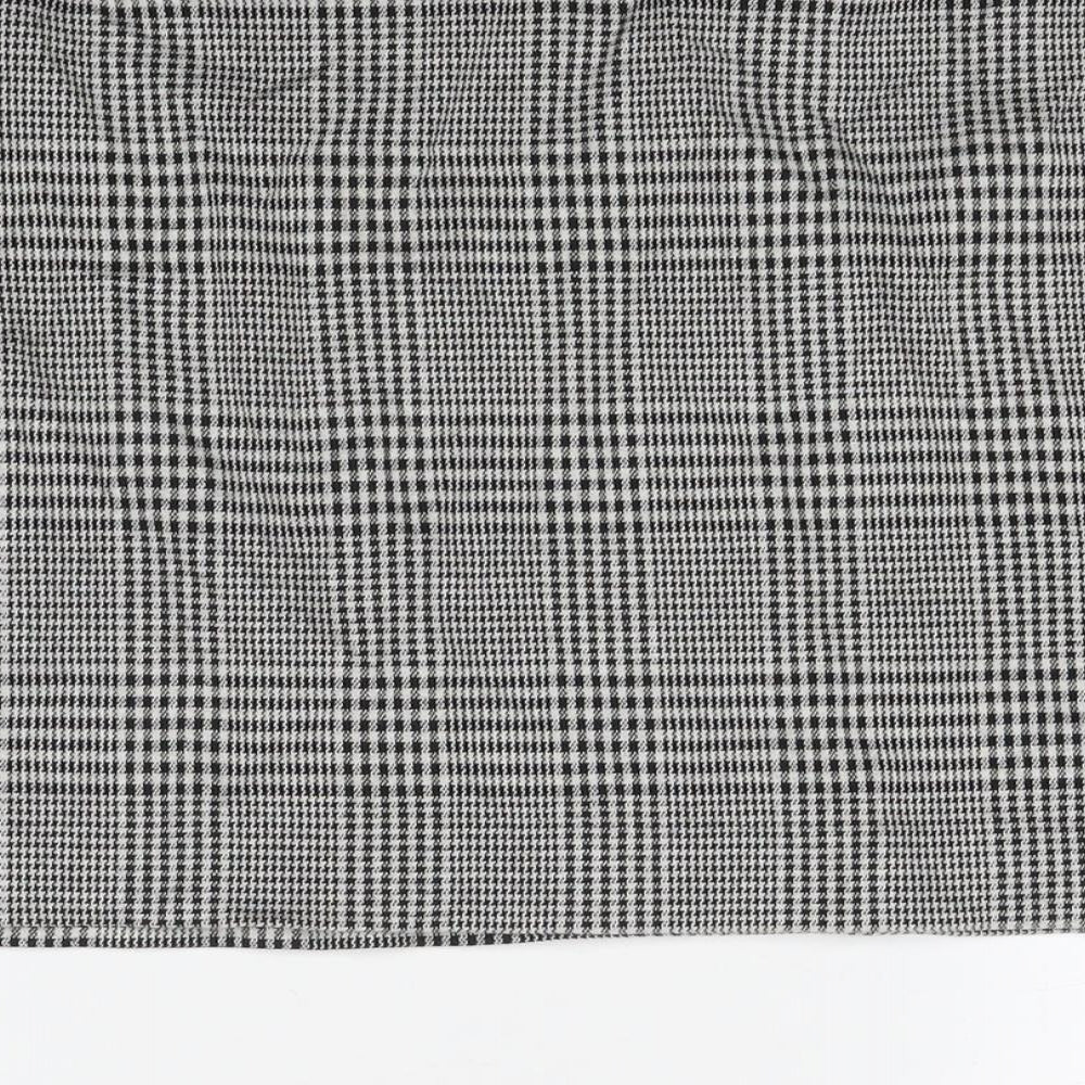 NEXT Womens Black Herringbone Polyester A-Line Skirt Size 16 Zip