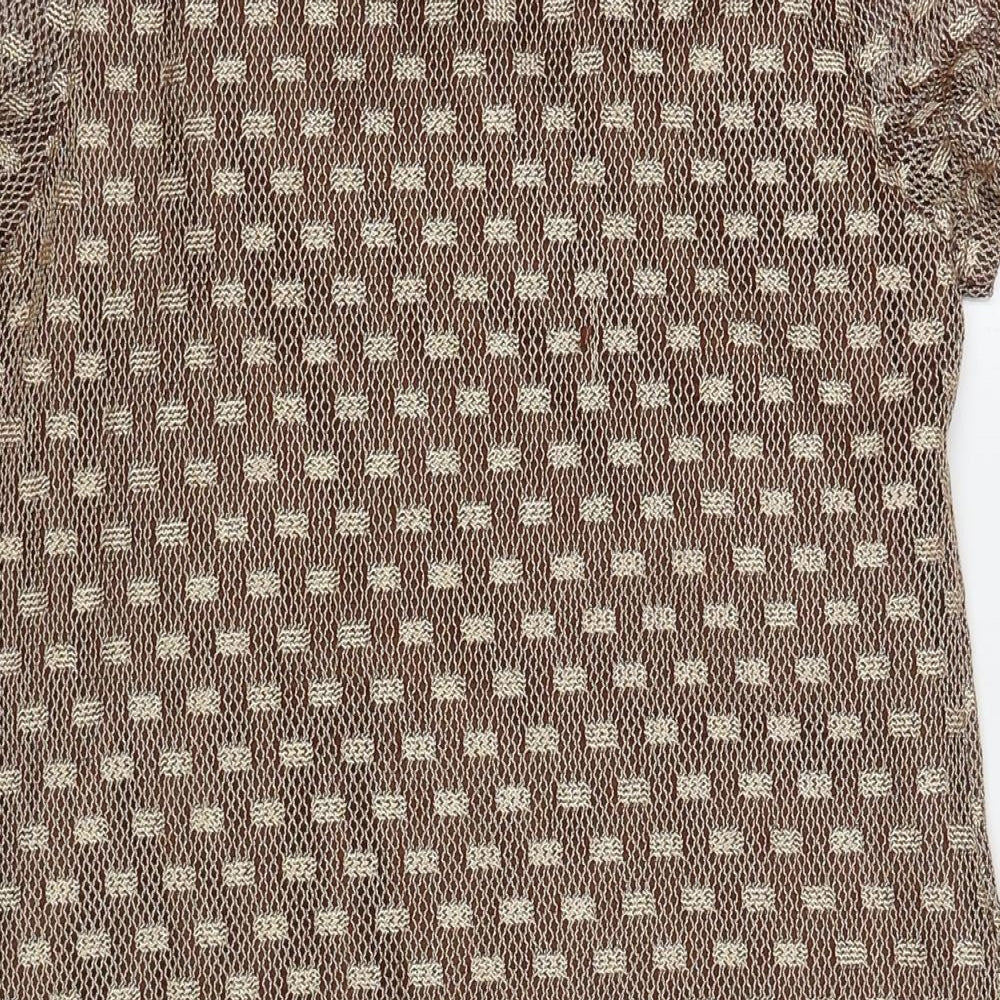 Pussycat London Womens Beige Polyamide A-Line Size S Round Neck Pullover