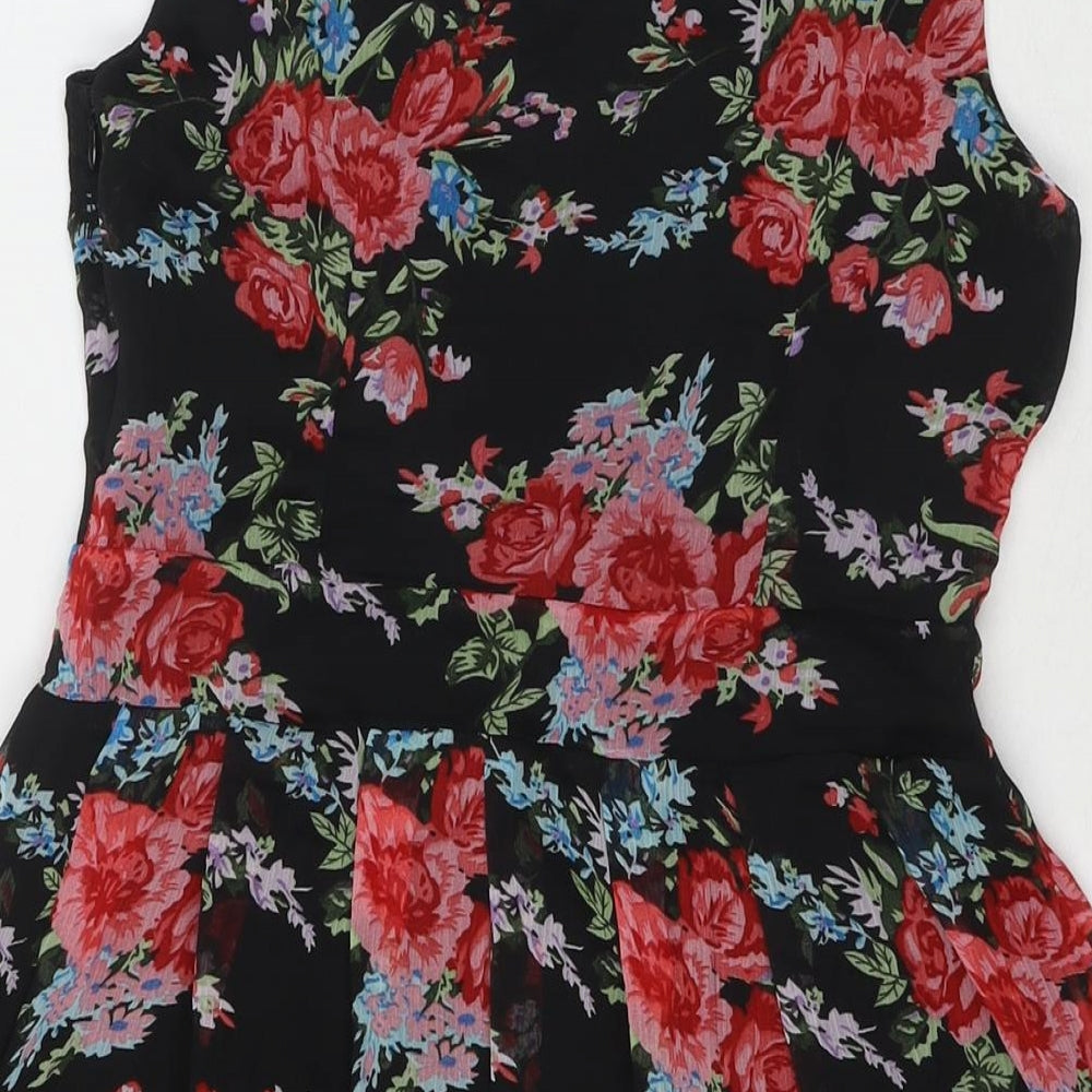 Madam Rage Womens Multicoloured Floral Polyester Fit & Flare Size 10 Scoop Neck Pullover