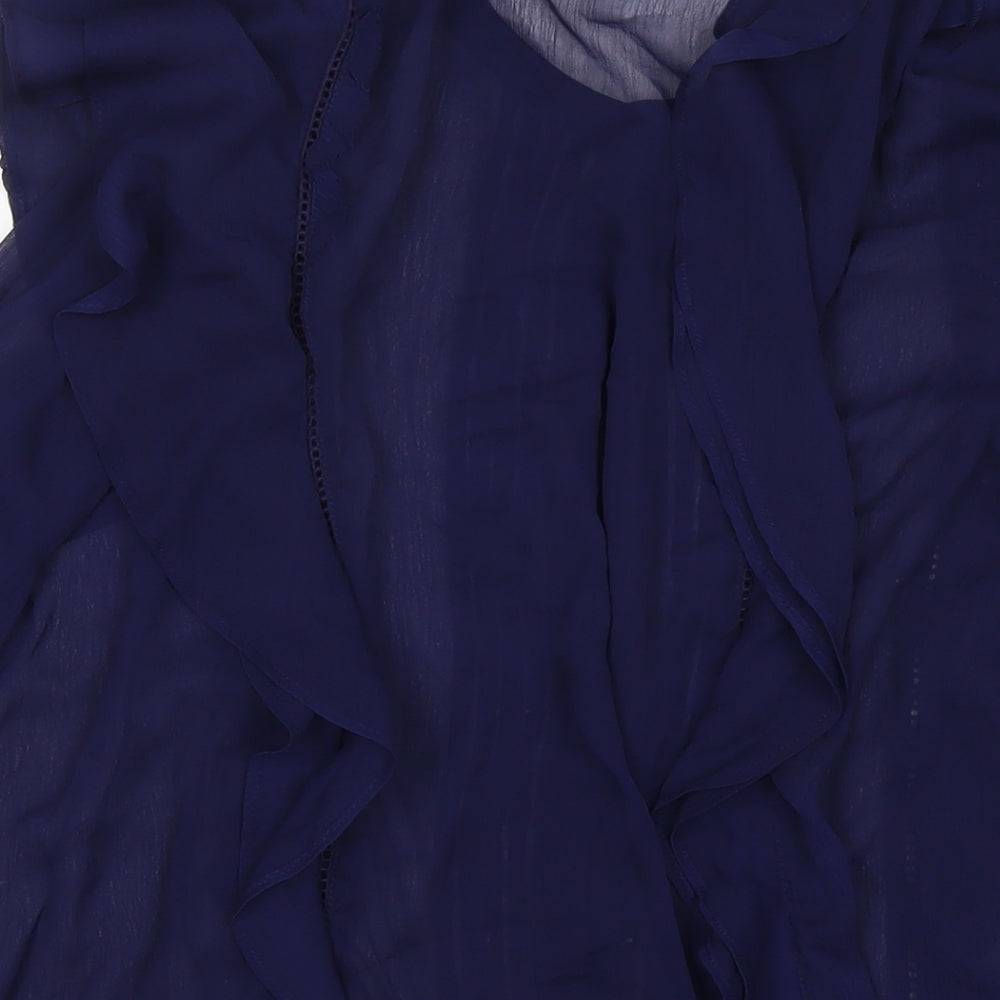 NEXT Womens Blue Polyester Basic Button-Up Size 18 Round Neck