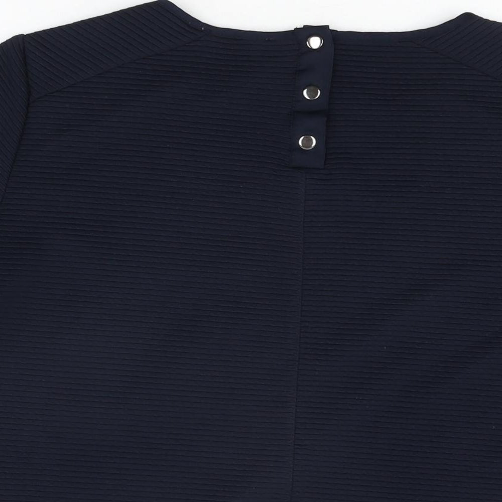 Per Una Womens Blue Polyester Basic T-Shirt Size 14 Round Neck