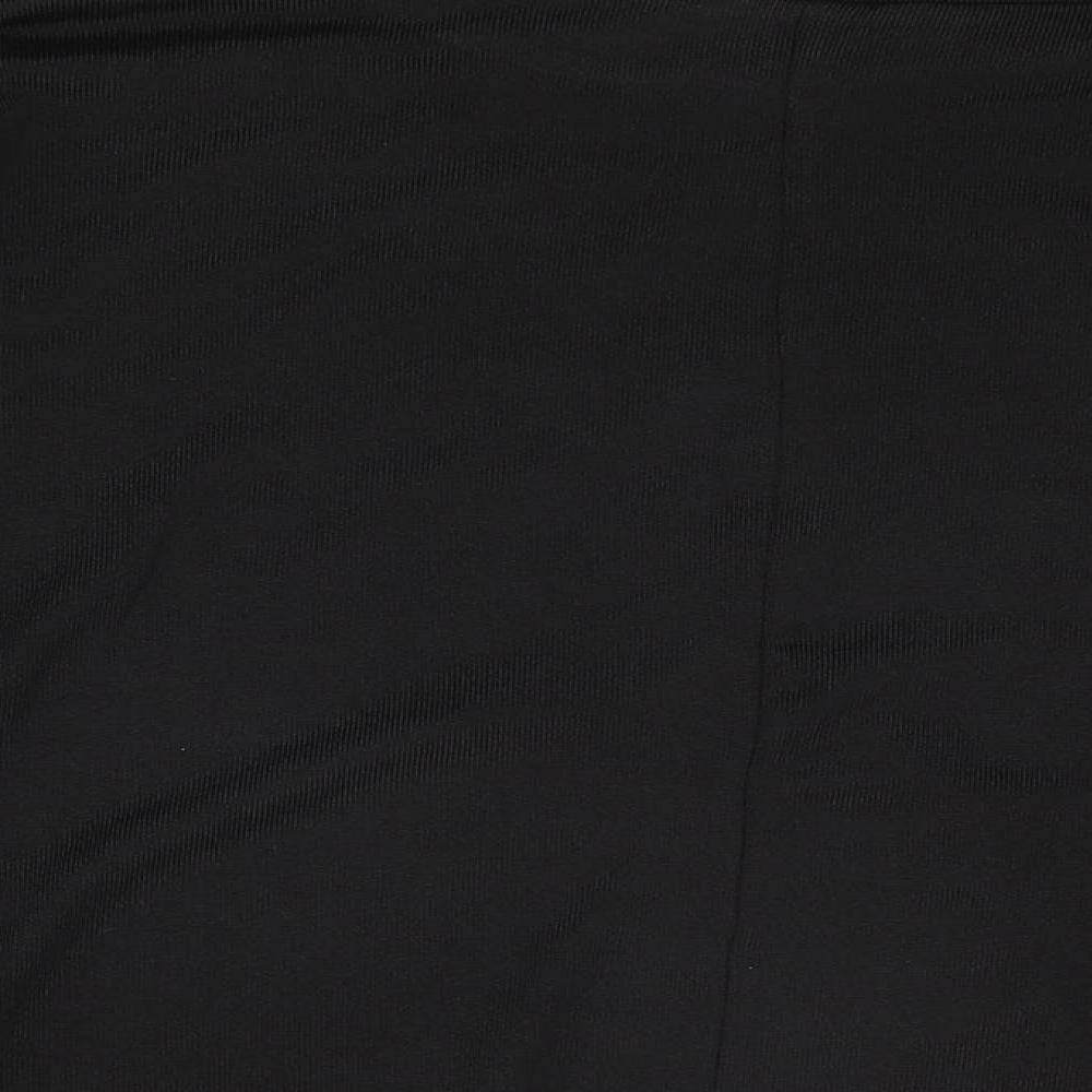 New Look Womens Black Geometric Polyester Basic T-Shirt Size L Round Neck