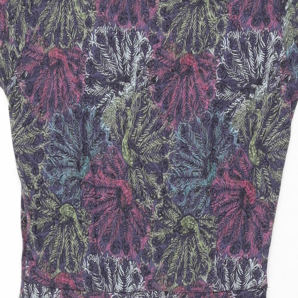Mistral Womens Blue Geometric Cotton Shift Size 8 Round Neck Pullover