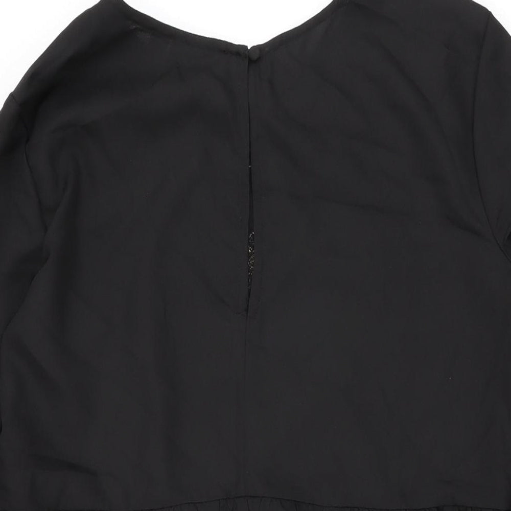 ASOS Womens Black Floral Polyester Shift Size 10 Round Neck Button