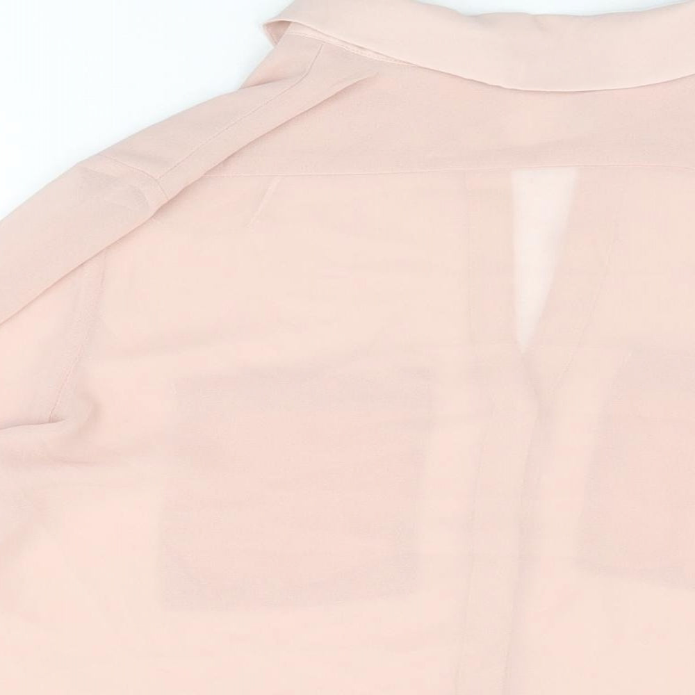 Zara Womens Pink Polyester Basic Button-Up Size M Collared